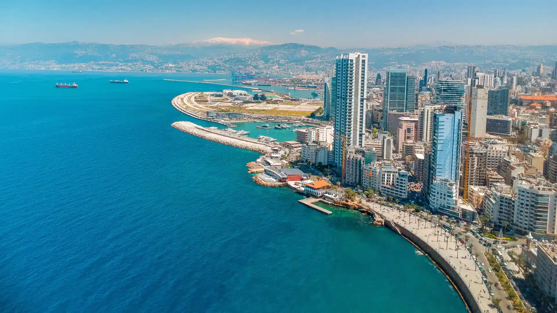 Beirut coastline and city skyline